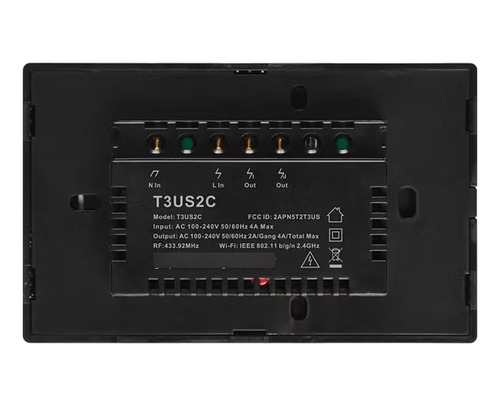 Interruptor De Pared Sonoff Rf De 2 Canales Negro