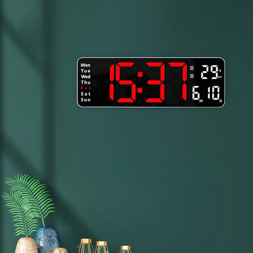 Reloj De Pared Digital Eléctrico Pantalla Led Rojo-b Rojo-b
