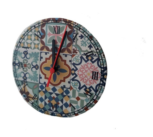 Reloj De Escritorio O Pared Mosaico Estampado 20 Cms  Deco