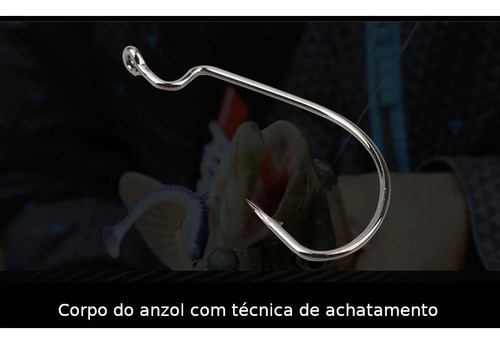 Kit 5 Anzol Meredith Offset Tamanho 3/0# De Carbono Elevado