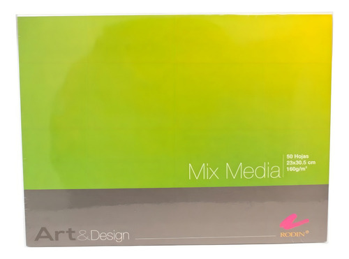 Block Mix Media Mixta 160 Grs Rodin 25 X 30.5 Cms 50 Hojas Color Blanco