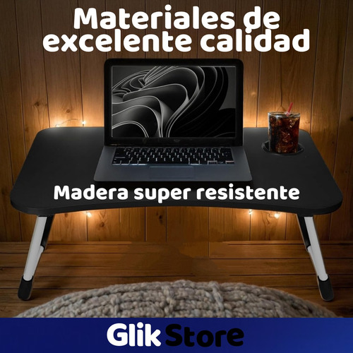 Bandeja Cama Mesa Desayunadora Tablet Notebook Plegable Vaso Marrón Claro