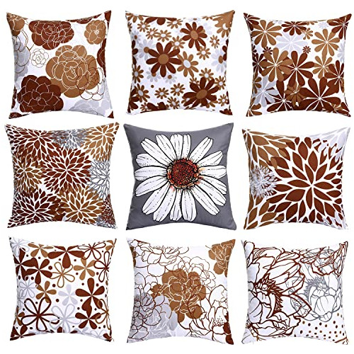 Juego De 9 Fundas De Almohada Decorativas De 18x18 PuLG...