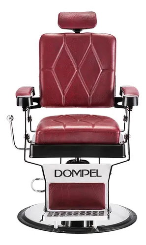 Silla de barbería Dompel Harley con respaldo reclinable con base redonda color rojo turim