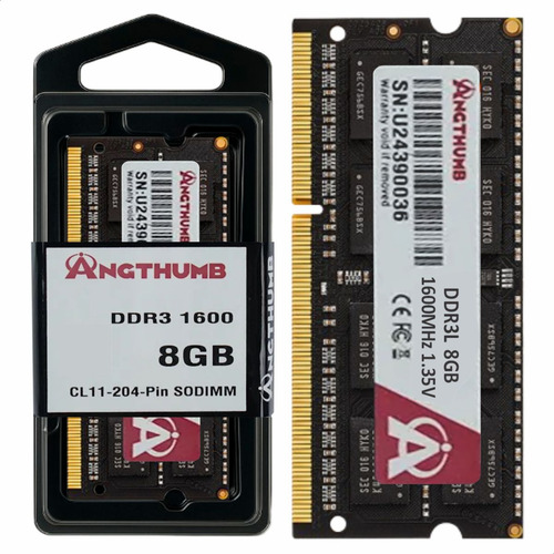 Memória Ram Notebook 8gb Ddr3 Pc3l 1600mhz 1.35v Sodimm Gamer Cl11 Pc3 12800 Angt