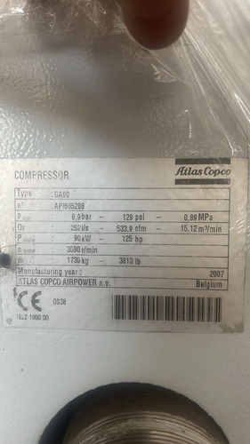 Compresor Ga-90 Ff Atlas Copco (Reacondicionado)