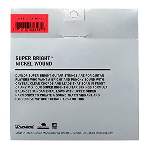 Imagen 2 de 2 de Cuerdas Guitarra Electrica Jim Dunlop Super Bright Desbn1046