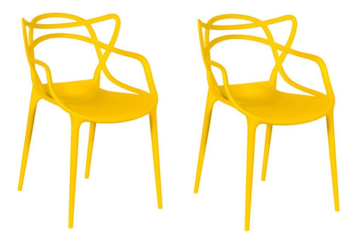 Juego de 2 sillas apilables Allegra Master para cocina/jardín, color amarillo