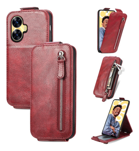 Funda De Cuero Vertical Con Cremallera Para Realme C55