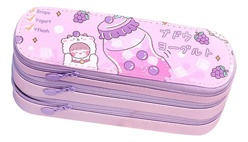 Estojo De Lápis Grande Violeta Multiuso, Fofo E Elegante, De