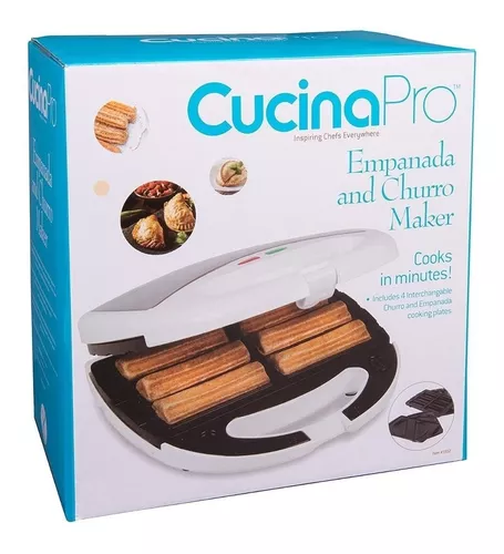  Máquina para cocinar churros y empanadas, con 4 placas  intercambiables. Más fácil que la prensa de empanadas y churros. : Hogar y  Cocina