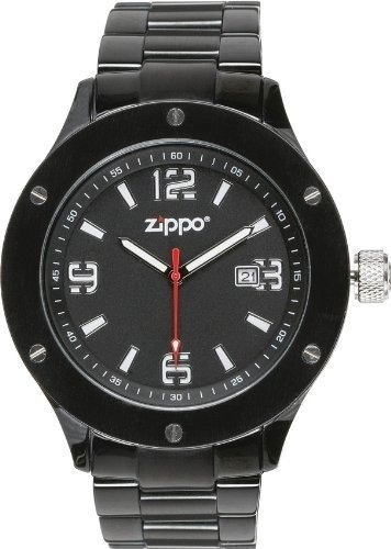 Reloj De Trabajo Zippo Con Esfera Negra Y Banda Sólida