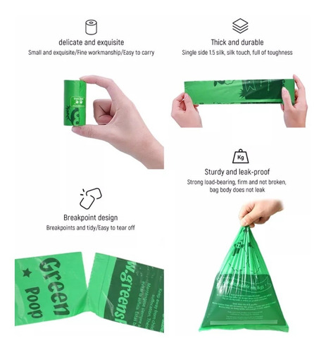 Kit 3 Piezas Bolsa Para Popo Desechos Perro Biodegradables