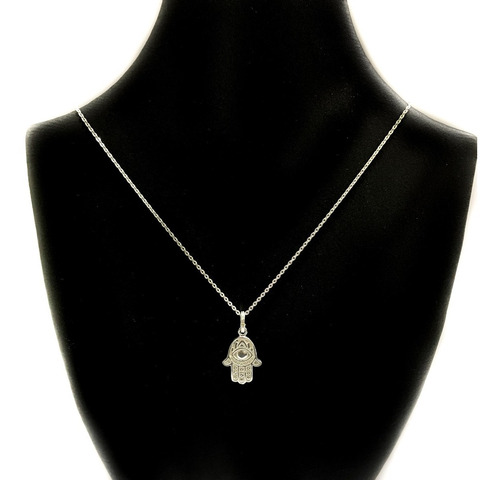 Conjunto Cadena Y Medalla Mano Fatima/hamsa Plata 925