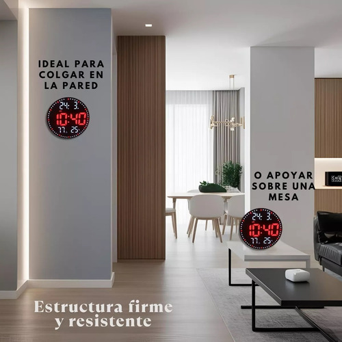 Reloj Pared Digital Led Redondo Moderno Con Control Remoto