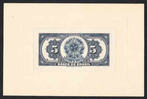 Rc0838 R203 Cinco Mil Réis 1930 Prova De Reverso Rara