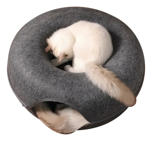 Cama Para Gato Ovalada De Fieltro Con Cierre 50 X 20 Cm