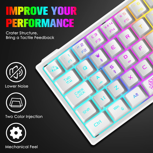 Ziyou Lang K61 60% Gaming Keyboard Mini Portable Con Rainbow