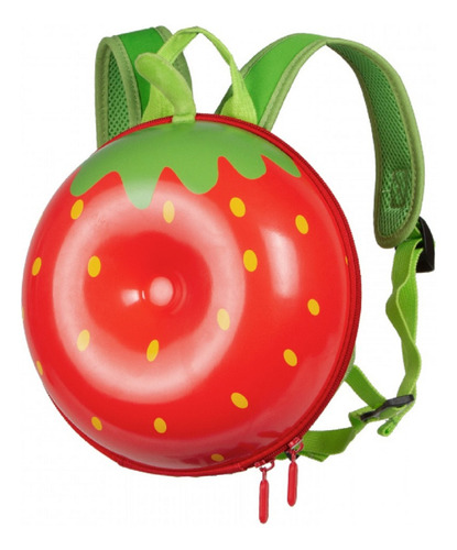 Mochila Infantil 3d Cinto Anti-perda Supercute Cor Morango Desenho Do Tecido Lisa