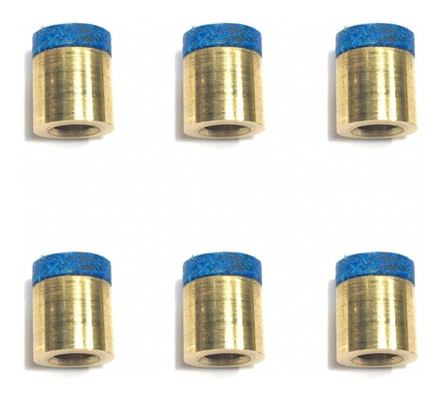 6 Virolas Com Solas Para Taco De Sinuca Profissional 11mm