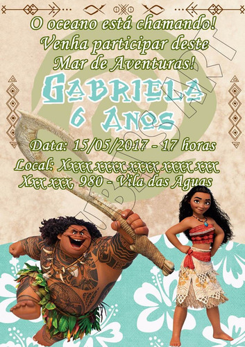 Imagem 1 de 2 de Arte Digital Convite Moana Imprima Ou Envie No Whatsapp