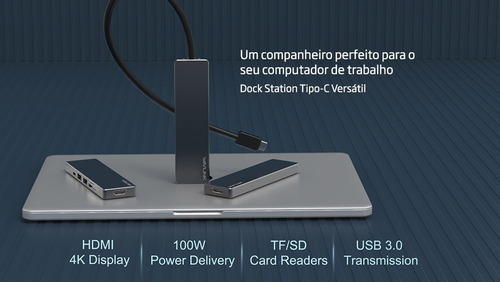 Wavlink Wl-uhp3407 Hub Usb-c 7 Em 1 30cm 5gbps