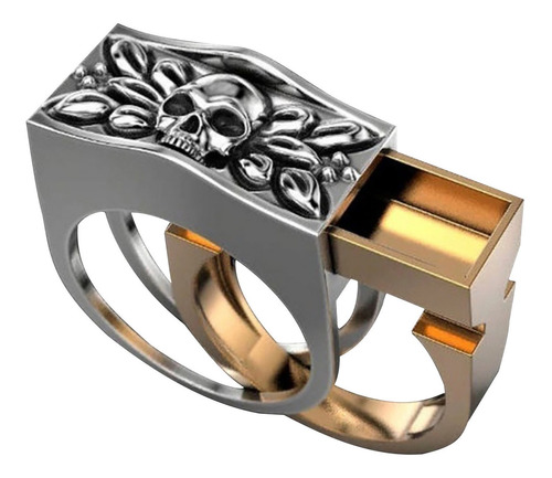 Anillo De Casco De Calavera Estilo Punk Para Hombre De Doble