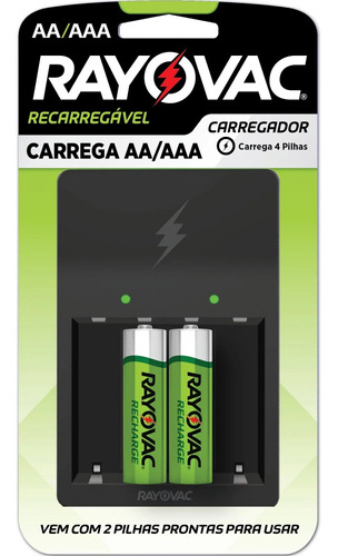 Carregador De Pilha + 2 Aa Pequena 1350mah Rayovac Original