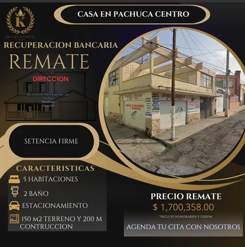 Entrega Rapida Remate Bancario De Casa De Uso Mixto En El Centro De Pachucasolo Recurso Propio Adquierela Por Un Precio Debajo Del Mercado Sk15