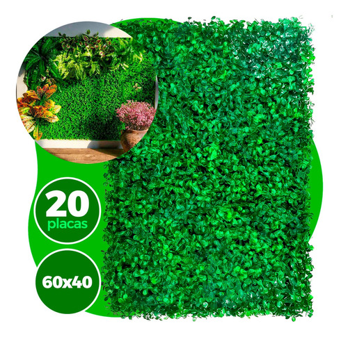 Kit 20 Placas De Grama Sintética Artificial Para Jardim Vertical Buchinhos Cheios Muro Inglês Floresta Urbana 40x60cm Decoração Casa Comércio Área Interna e externa