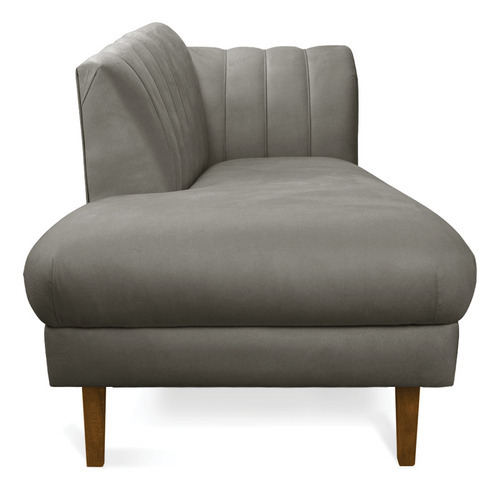 Divã Recife Suede 165 Cm Pés Chanfrado Castanho - D'rossi Cor Grafite