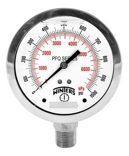 Manómetro Winters Pfq Caja 100mm Total Inox.  R1/2 Rangos