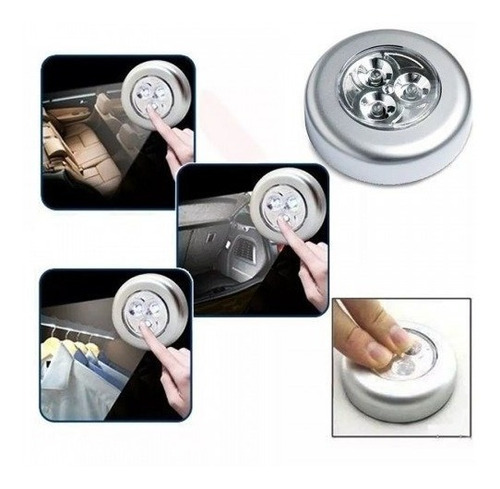 Luminária De Toque 3 Leds A Pilha Branca Oferta