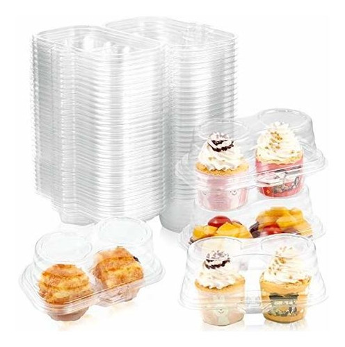 Recipientes De Plástico Para Cupcakes Con 2 Compartimentos,