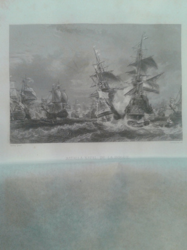 Grabado  Batalla Naval De La Hogue Ingleses Franceses