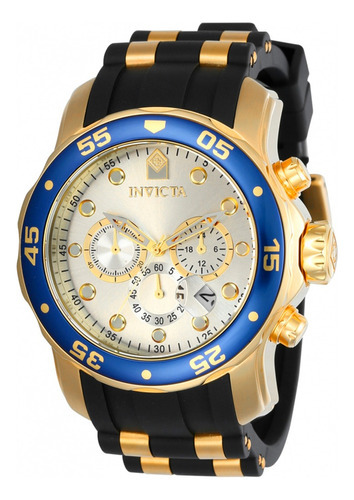 Relógio Invicta Pro Diver 17880 Cronógrafo Calendário Cor da correia Preto Cor do bisel Azul Cor do fundo Branco