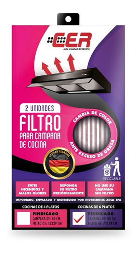 Filtro Con Indicador Para Campana De Cocina De 6 Platos -cer