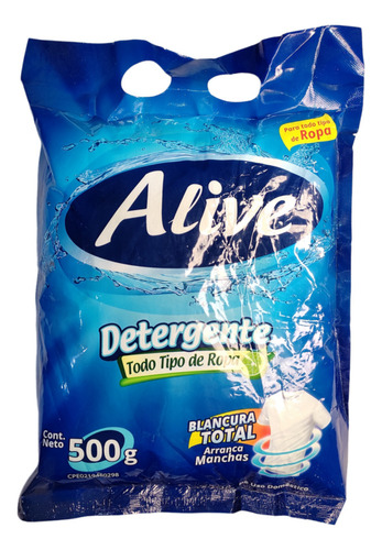 Detergente Con Blanqueador Alive Azul Polvo 500 Gr 2 Uni ...