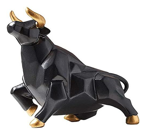 Estatua De Toro Resina Negra Figura Lobo Decoración L Color
