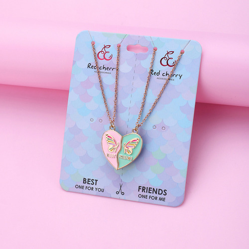 C 1 Par Collar Corazón Mariposa Niños Imanes Para Dos
