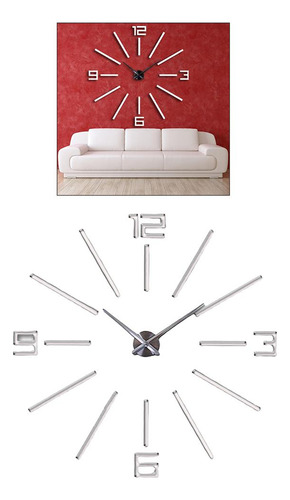 Relojes De Pared De Superficie De Espejo Diy 3d De Plata .