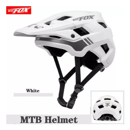 Casco Batfox Ultralight para bicicleta de montaña, color blanco, talla M (50-56 cm)