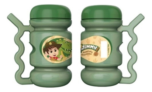 Copo Infantil Alça Canudo Jimmy Educativo Bpa 420ml Free Cor Verde Dinossauro