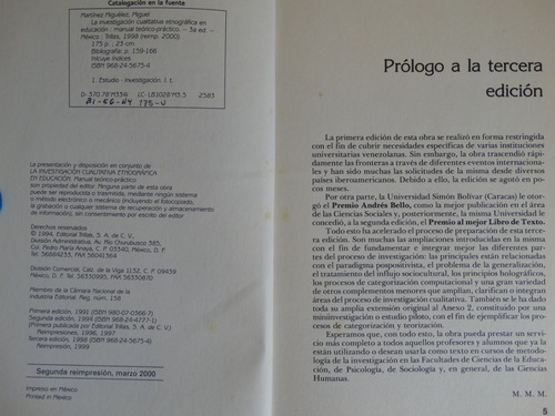 La Investigación Cualitativa Etnográfica En Educación,miguel (Usado)