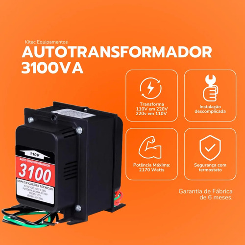 Transformador De Voltagem 3100va 2170w 110/220v E 220/110