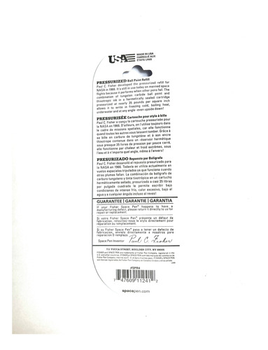 Carga Spr4 - Preta - Para Caneta Fisher Esferográfica - Usa