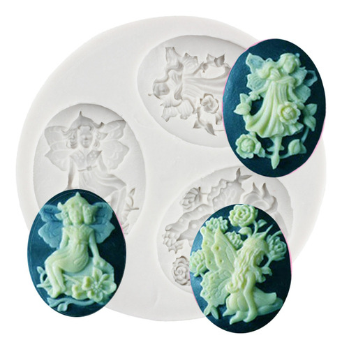 1pcs Molde De Silicona Angel Hada De Flores Fondant Resina