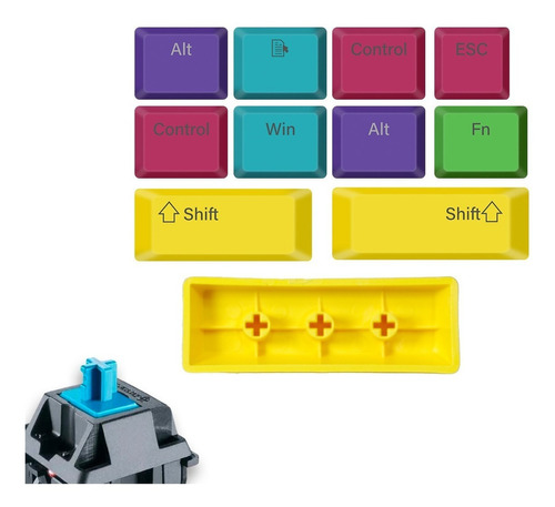 Teclas Para Teclado Mecanico Gamer Keycaps Miller 10 Piezas Color del teclado Multicolor