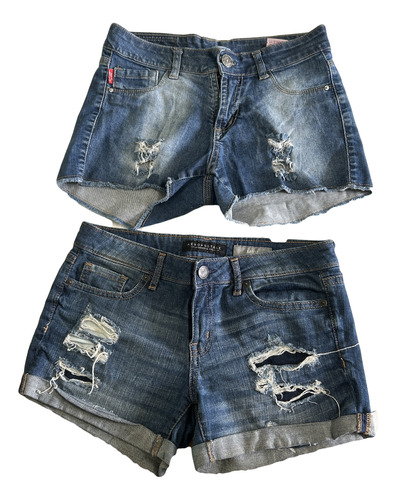 Shorts De Jean Talle Xs Mujer Tiro Bajo No Elastizado 