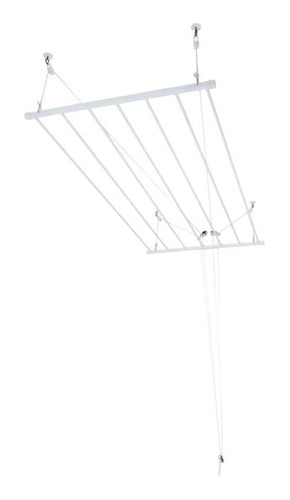Varal Tradicional De Teto 130cm Com 10 Varetas Em Alumínio Cor Branco